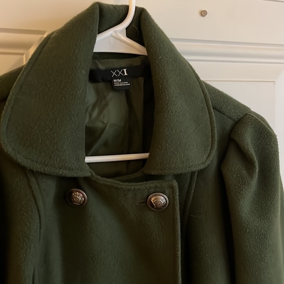 Forever 21 Green Pea Coat - Picture 2 of 8